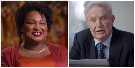 Stacey Abrams (left) and George Soros (right)